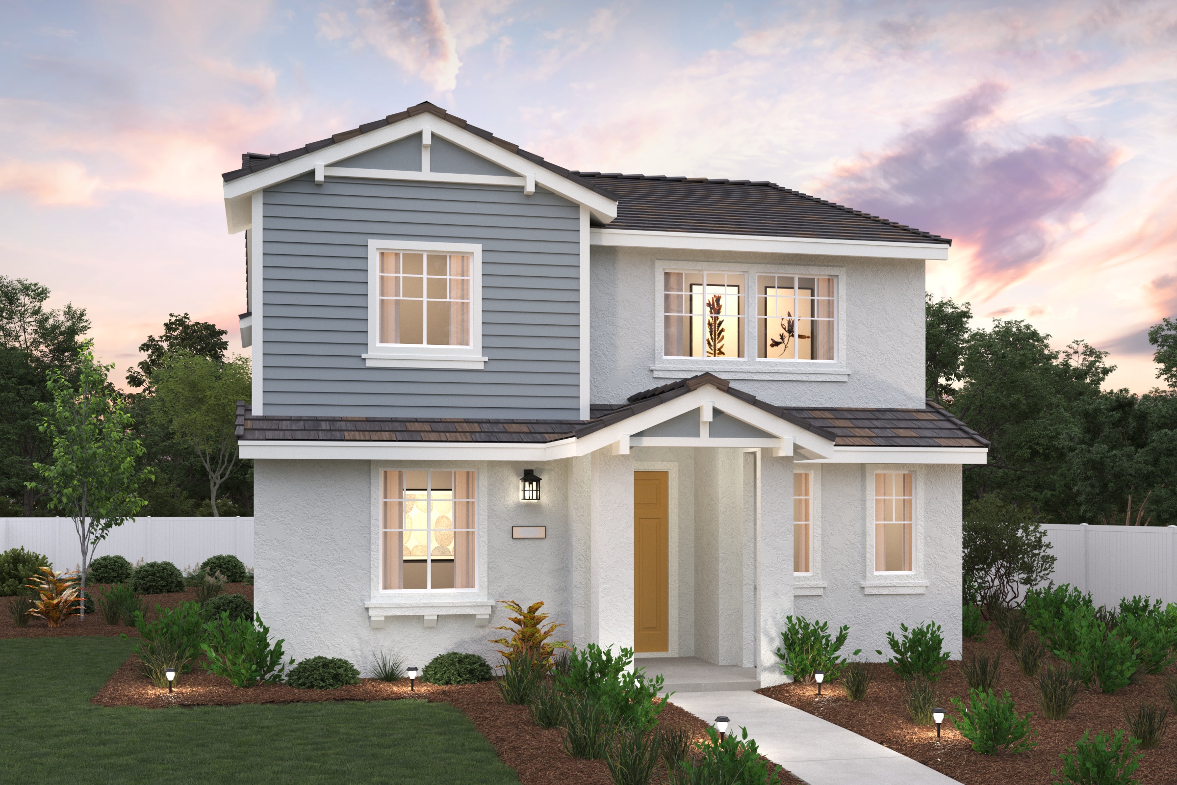 A house with a large front yard.