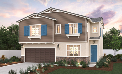 A house with blue shutters.