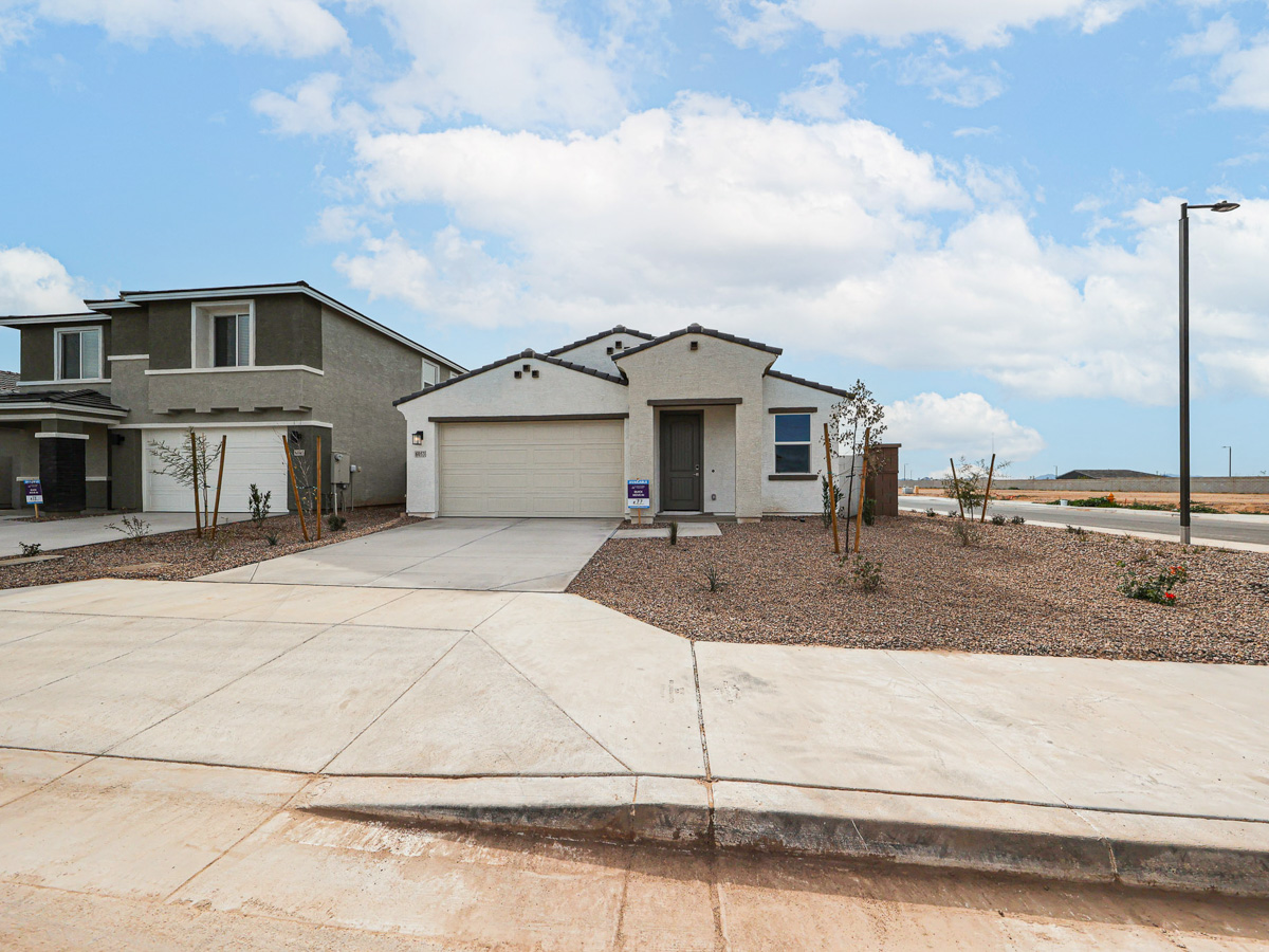 A building with a garage.