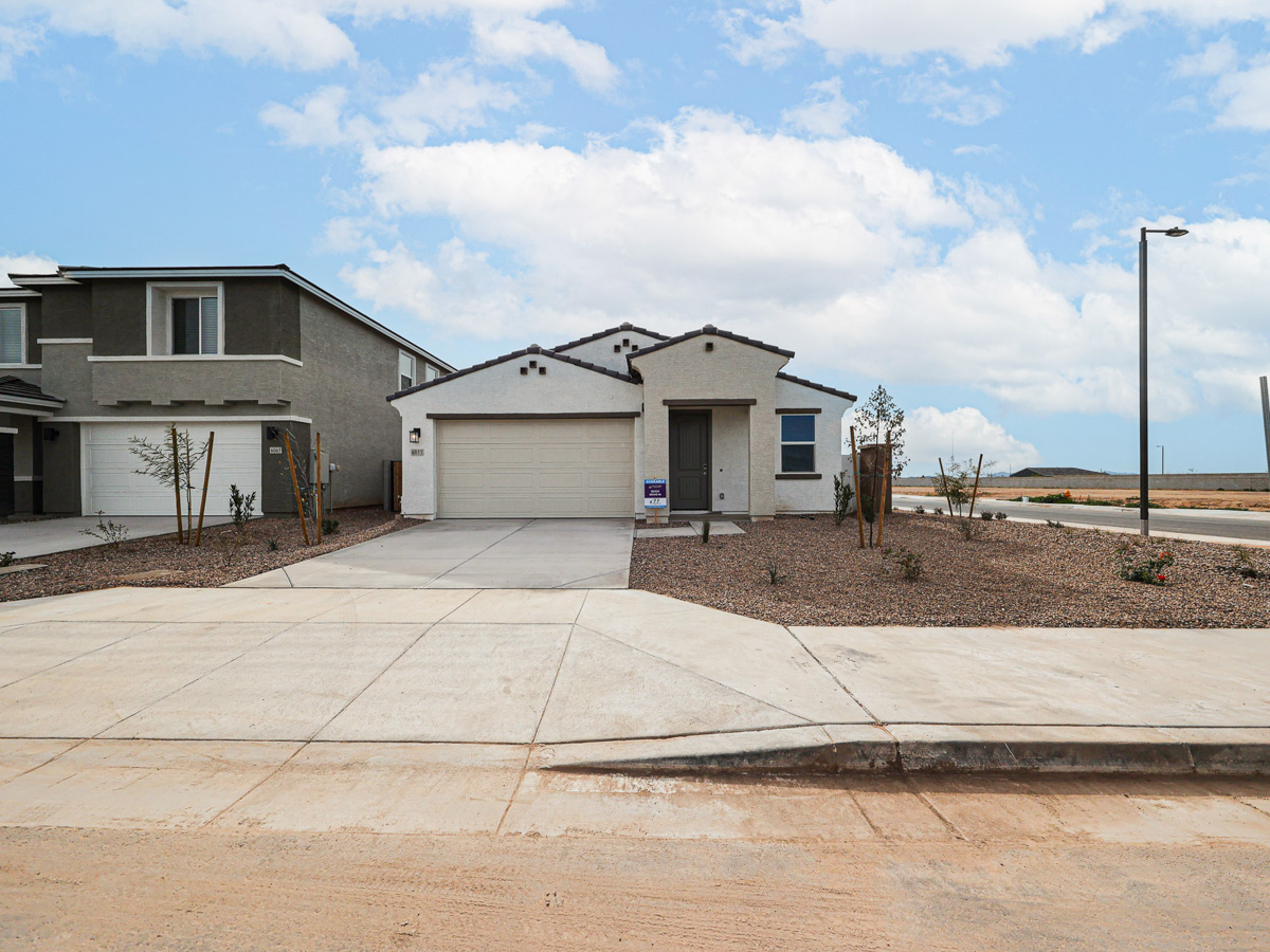 A building with a garage.