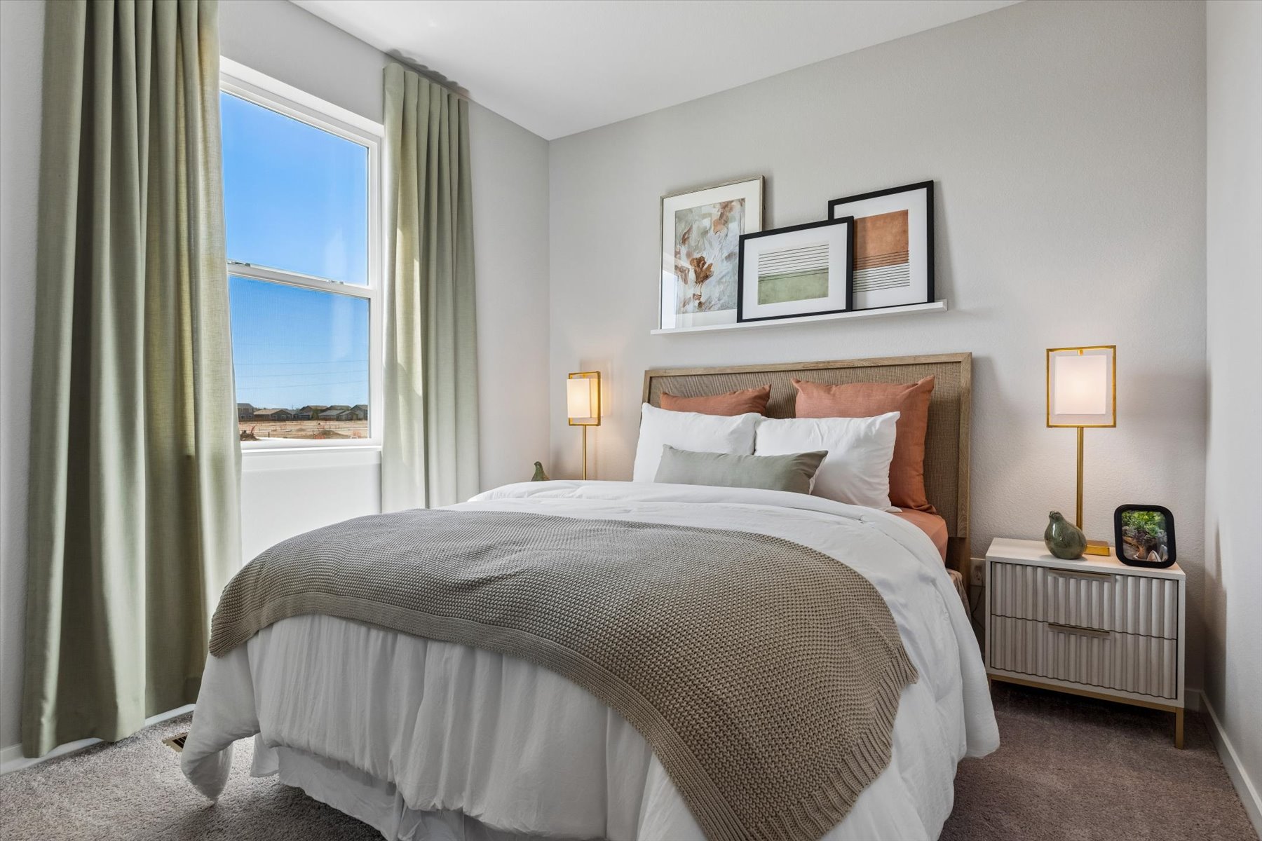 A bed in a room.