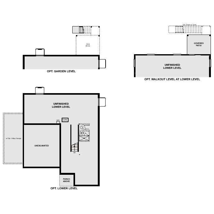 Diagram, engineering drawing. Marion Floorplan, Basement Options