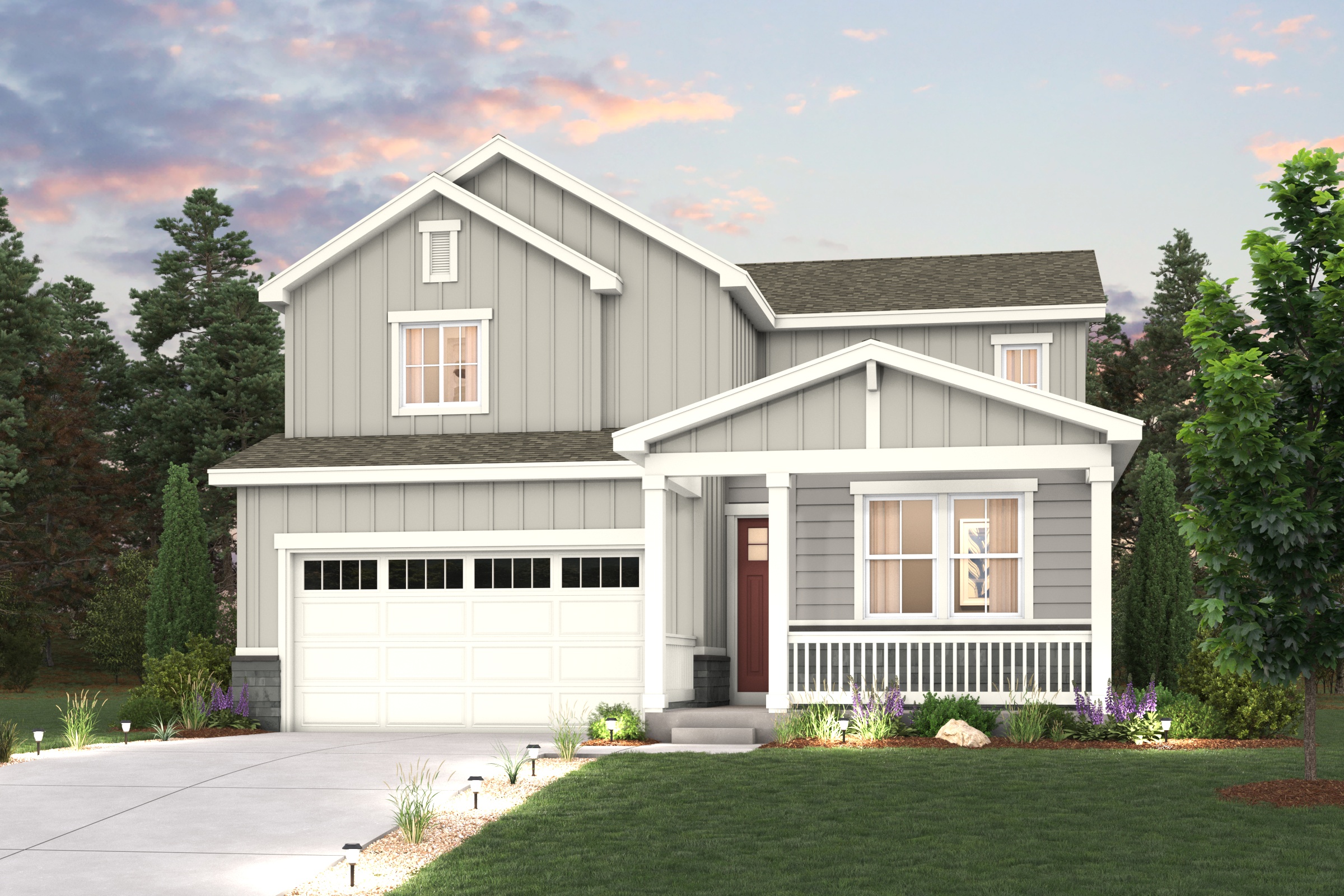A house with a garage.