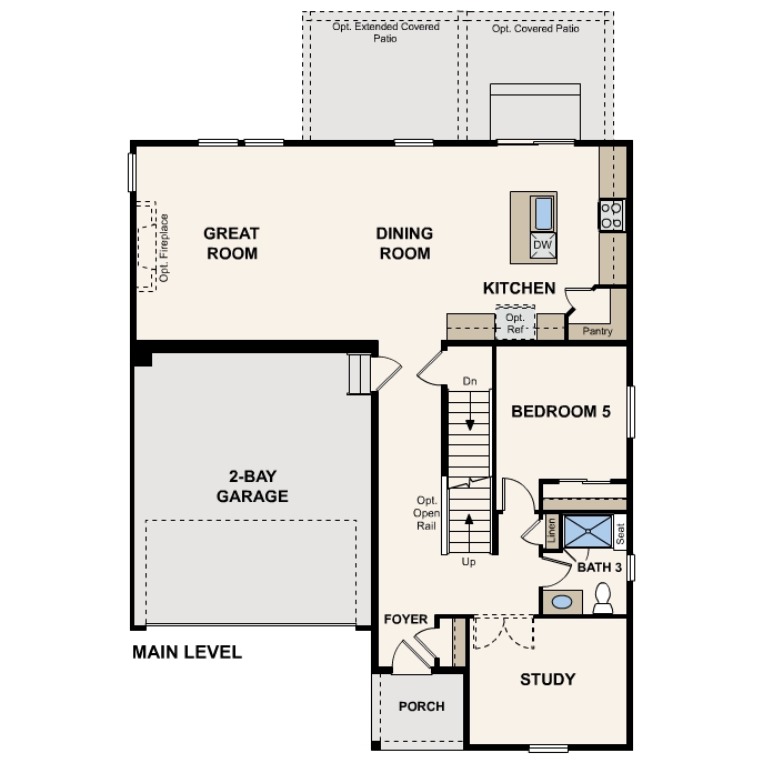 Diagram, engineering drawing. Marion Floorplan, Main Level 