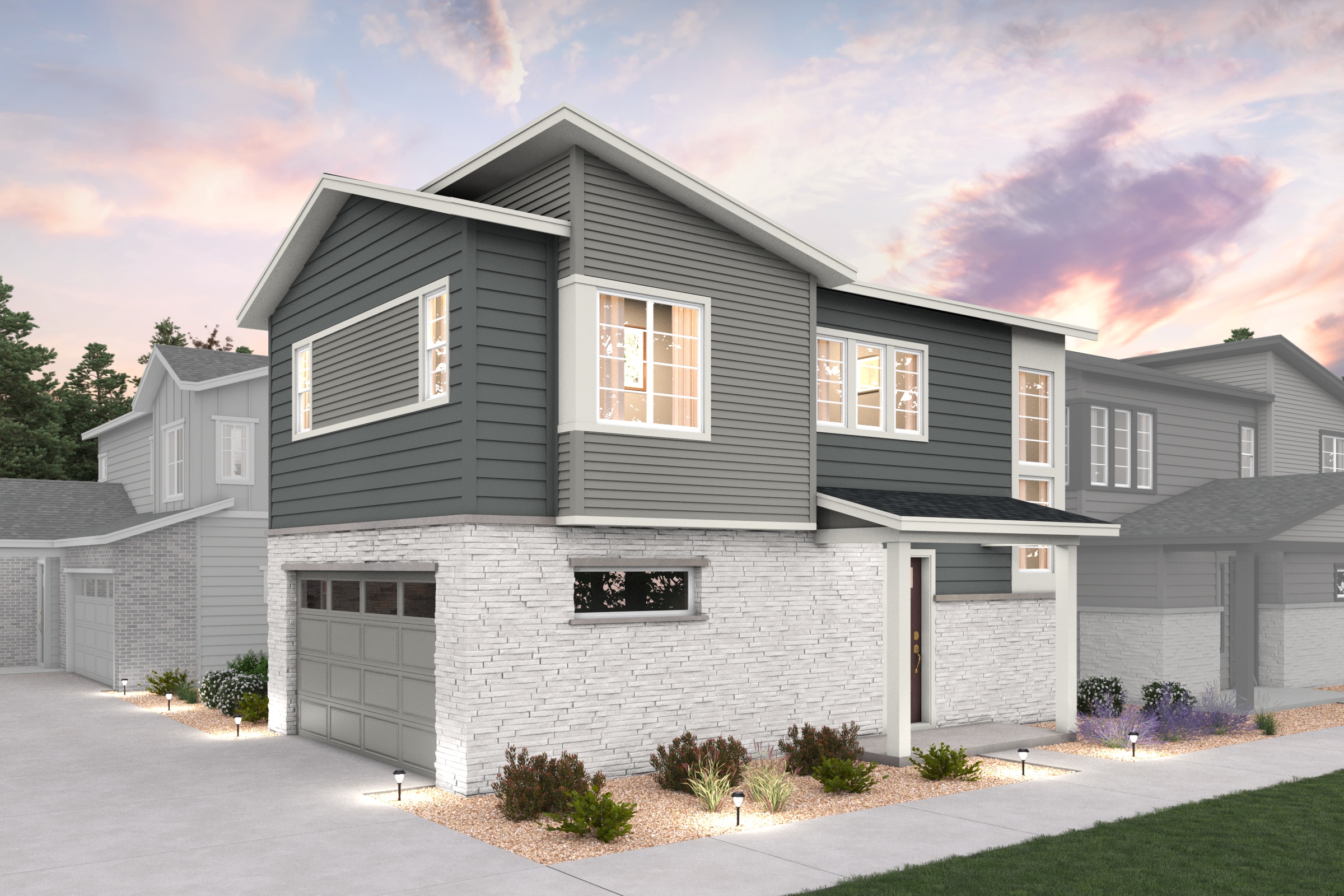 A house with a garage.