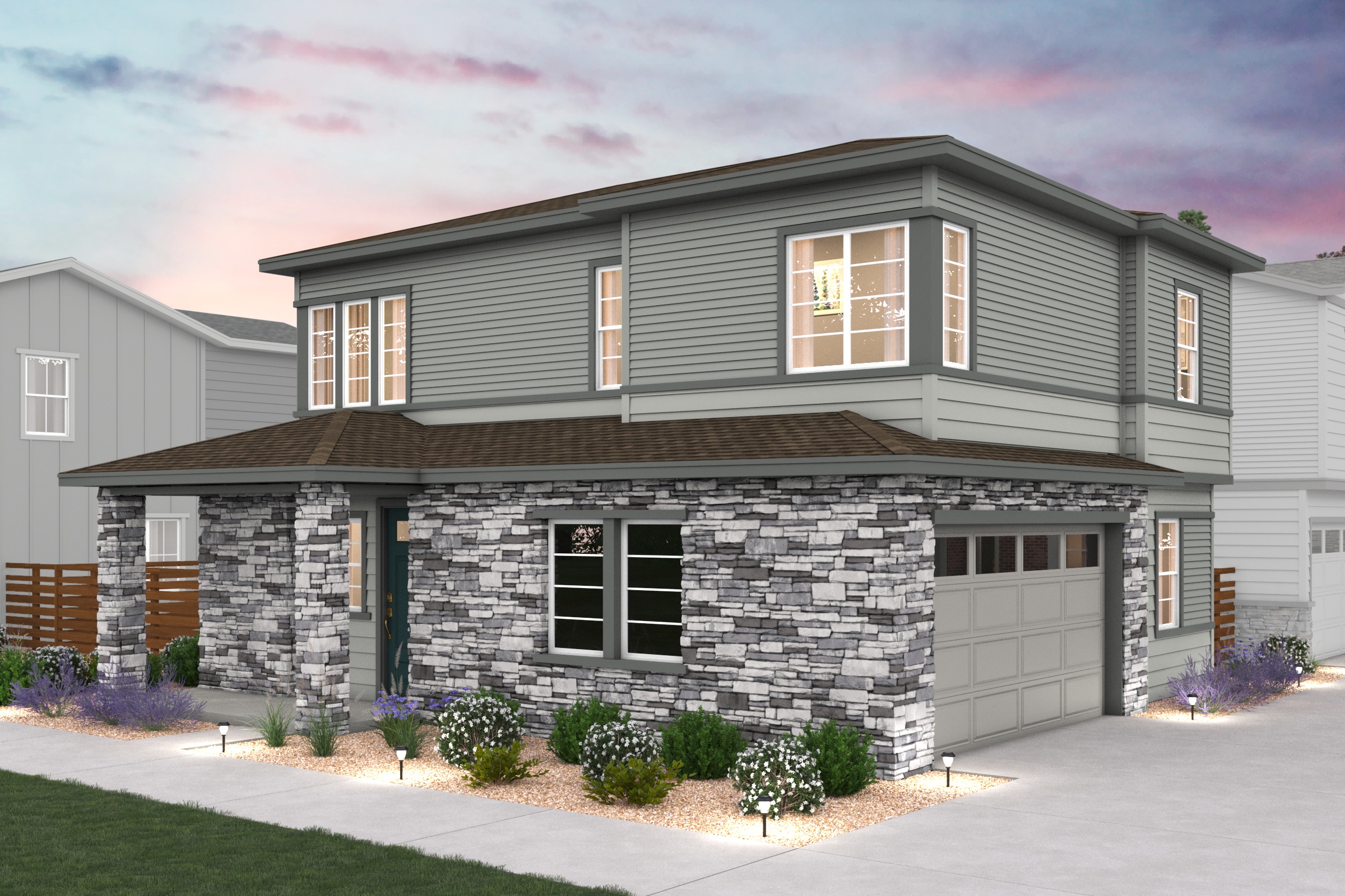 A house with a garage.