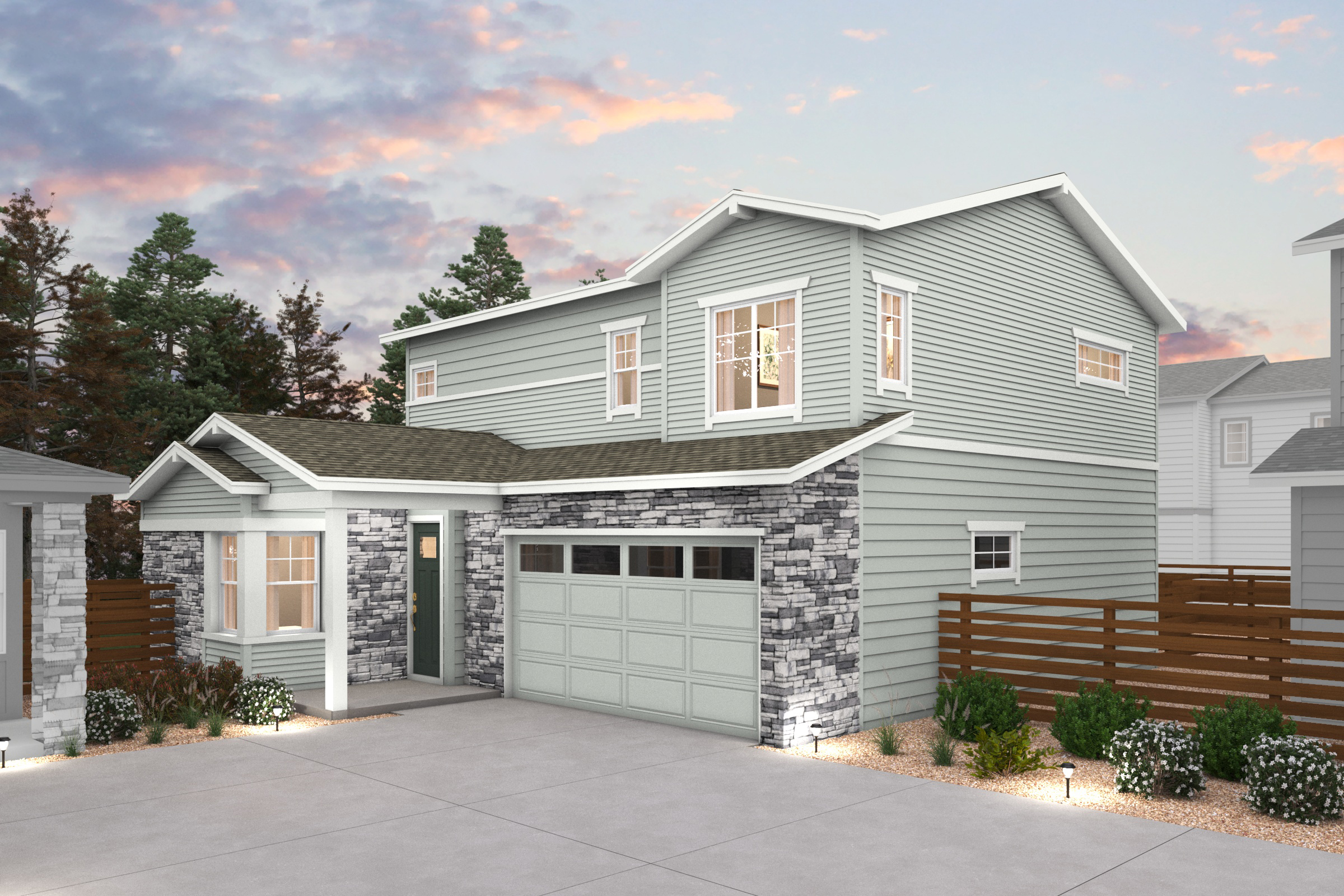 A house with a garage.