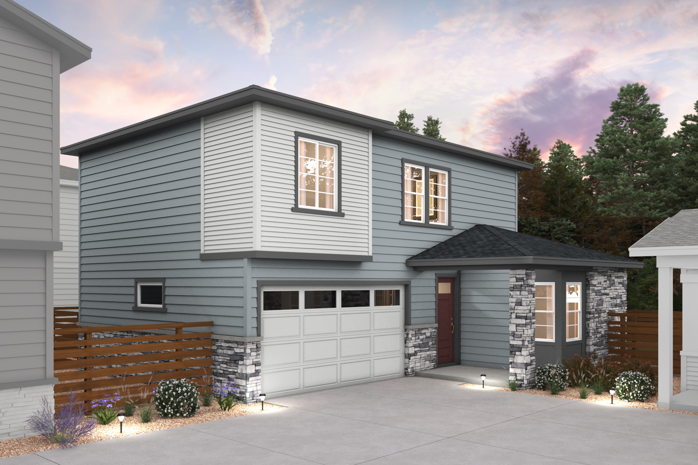 A house with a garage.