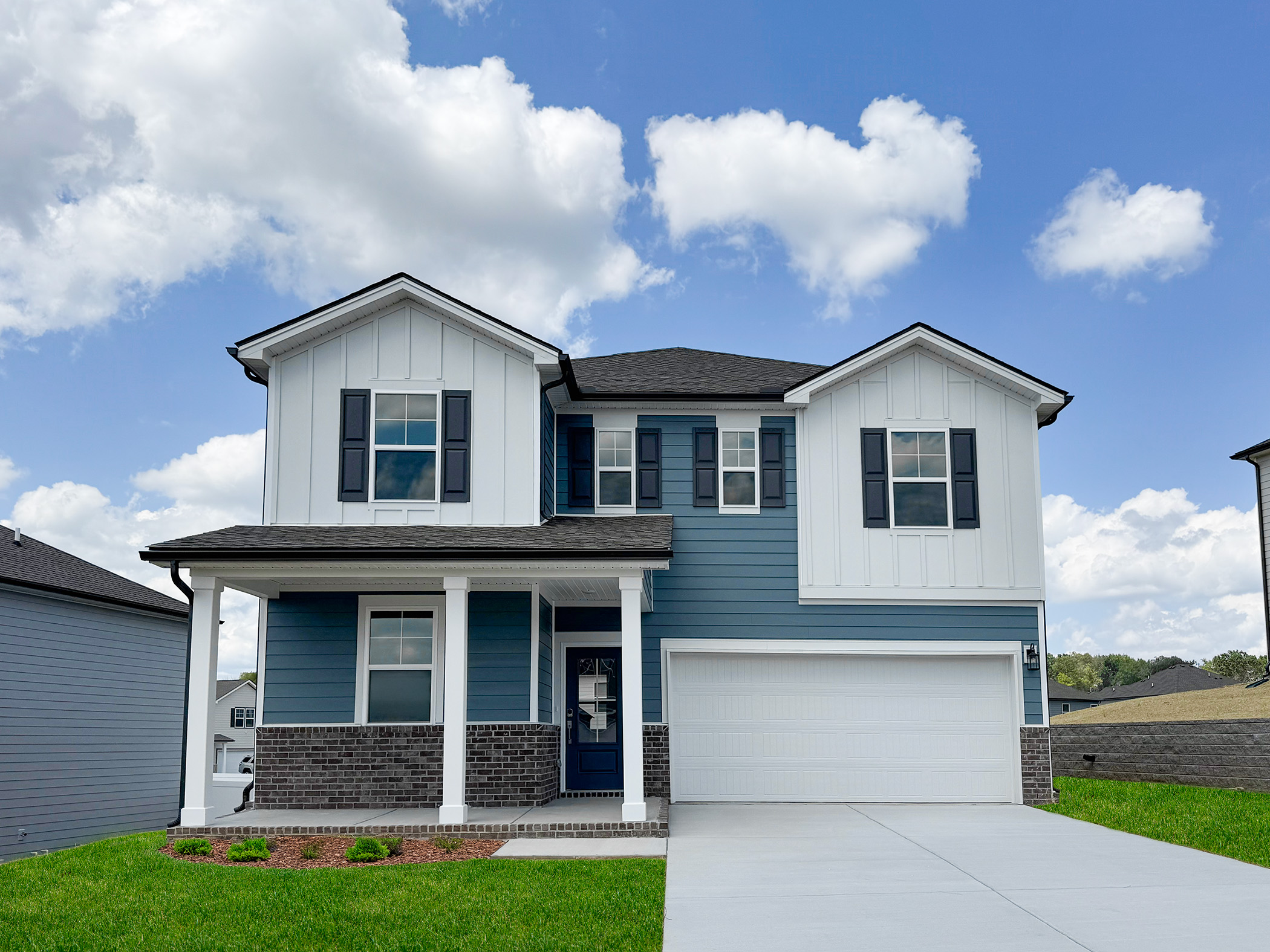 A house with a garage.