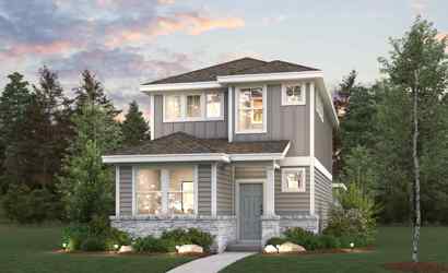 A house with trees and grass.