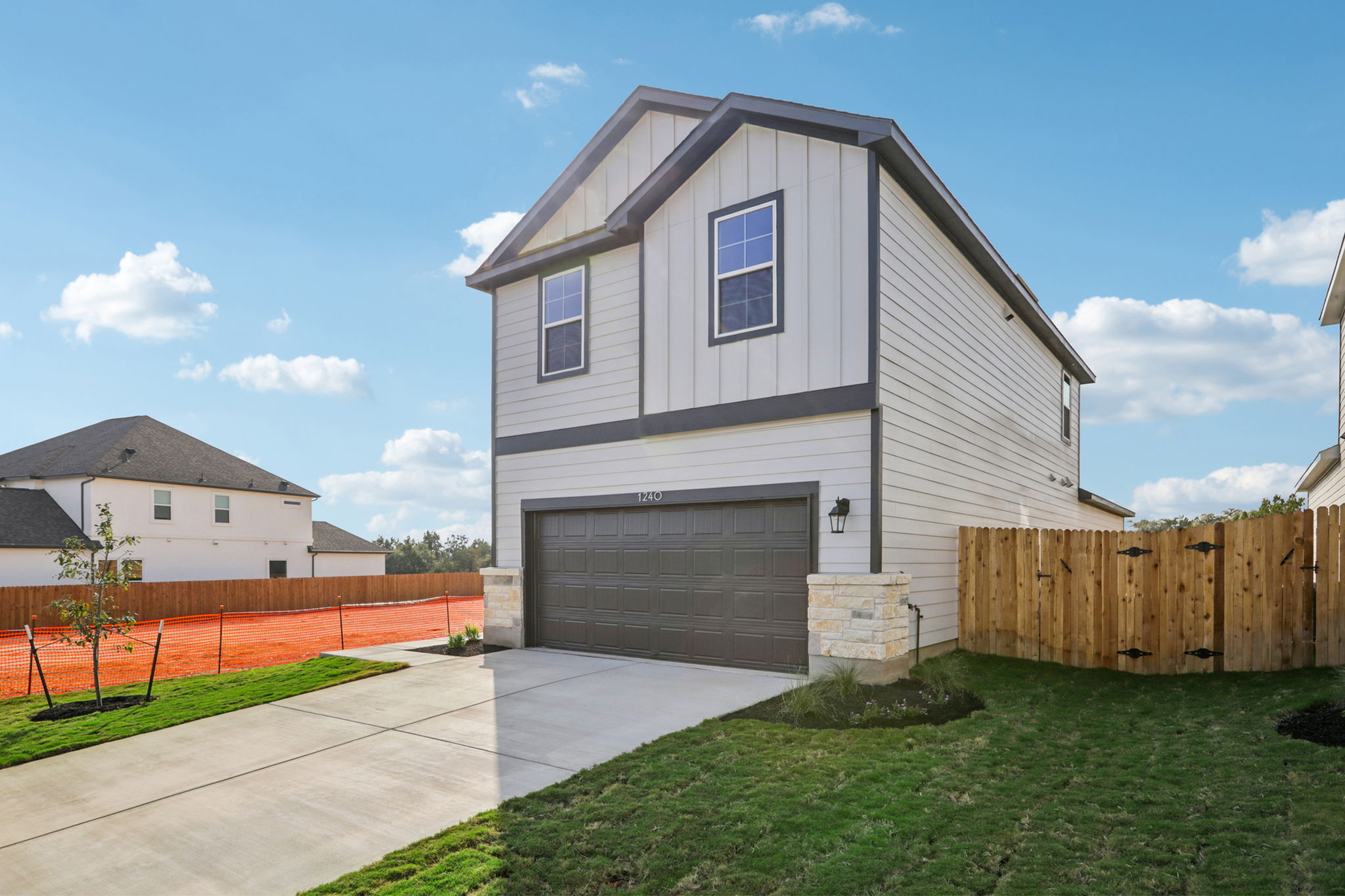 A house with a garage.