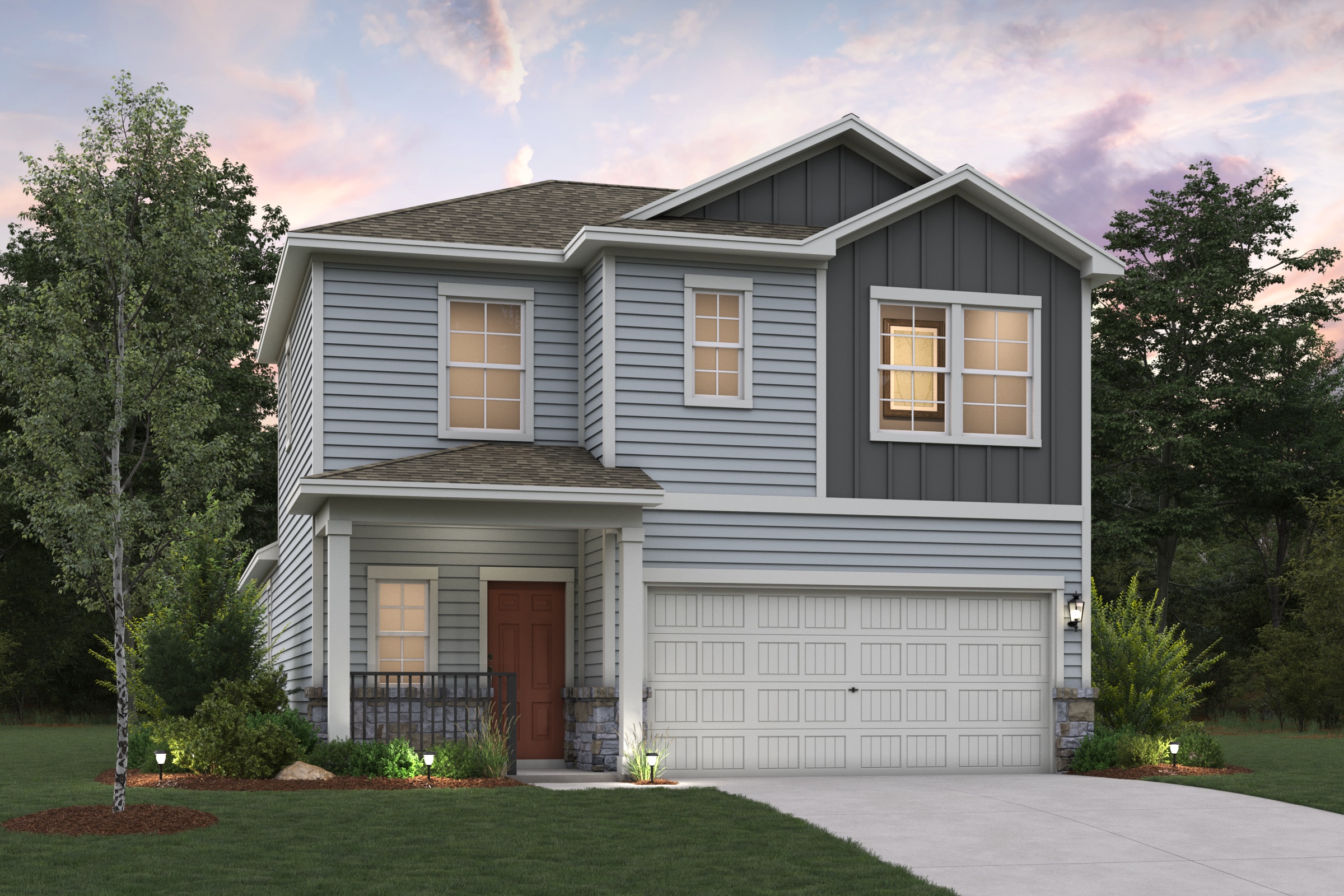 A house with a garage.