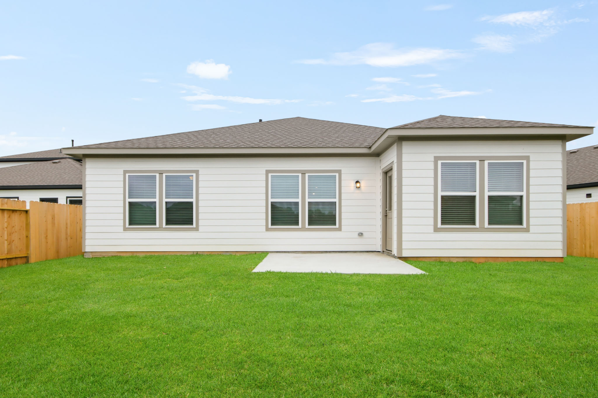 A house with a lawn.