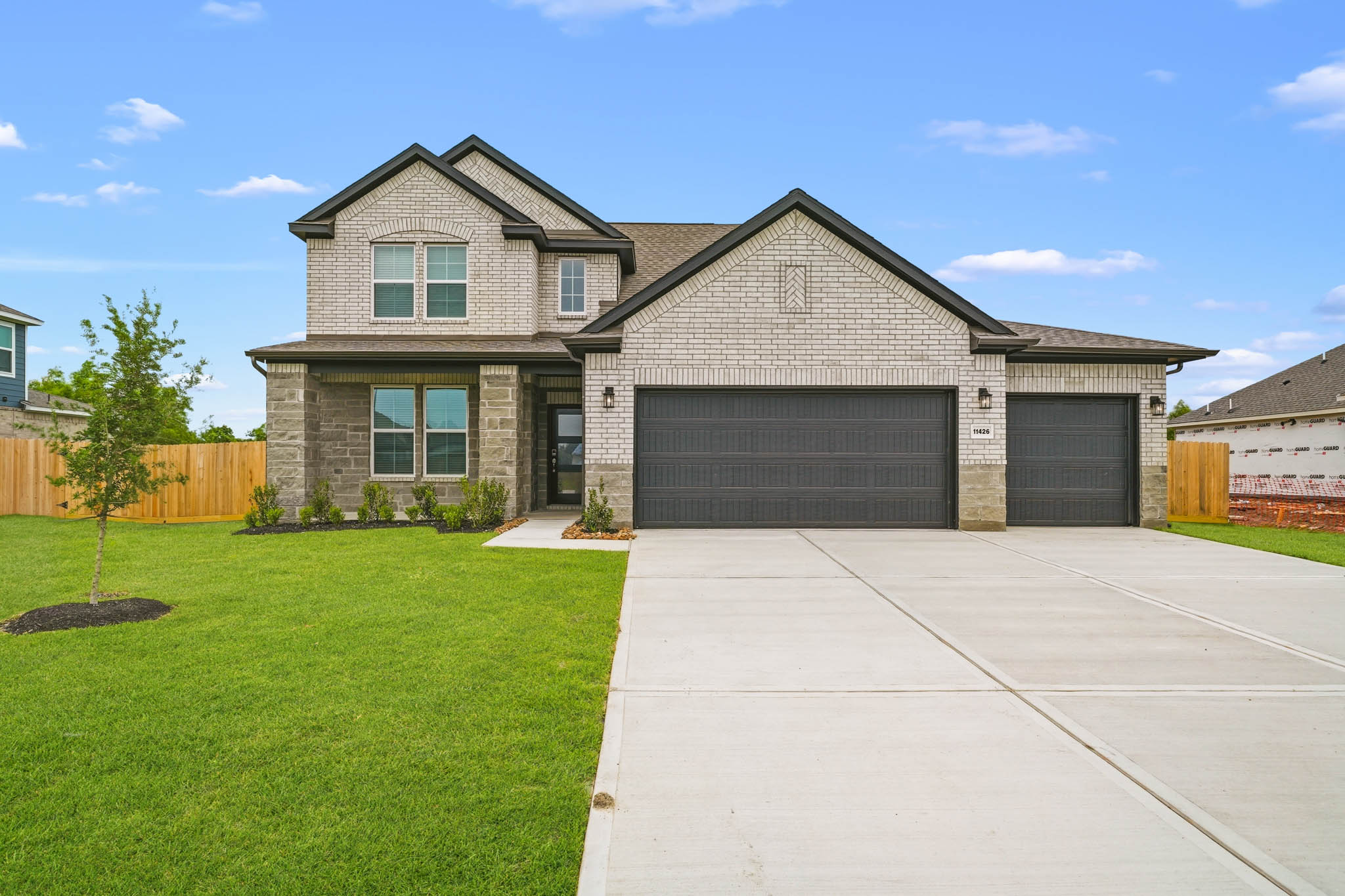 A house with a driveway.