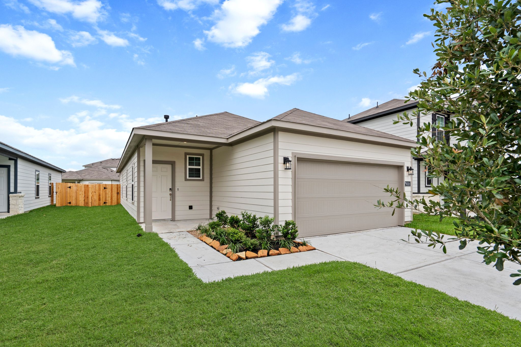 A house with a garage.