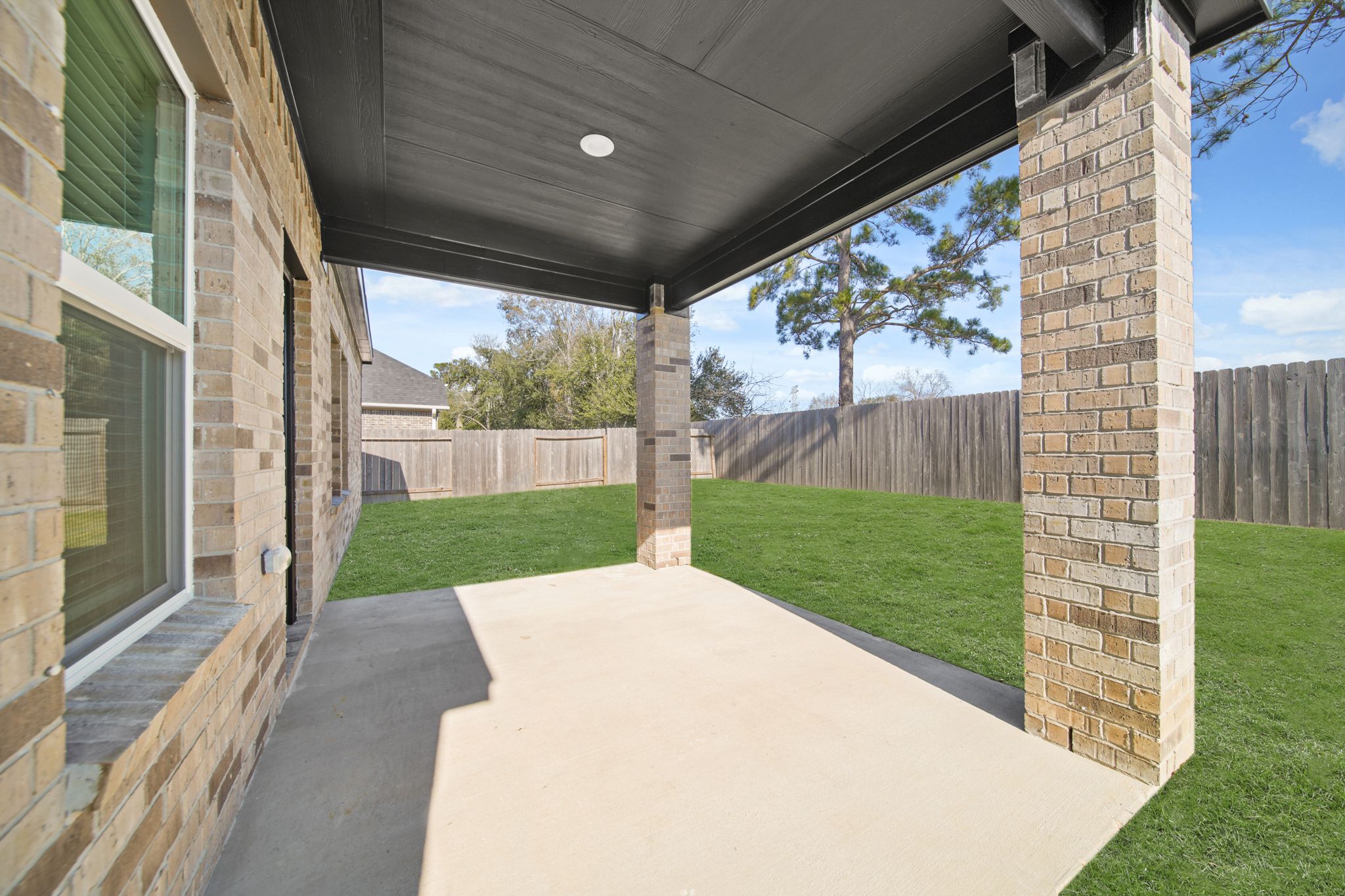 A walkway between two buildings.