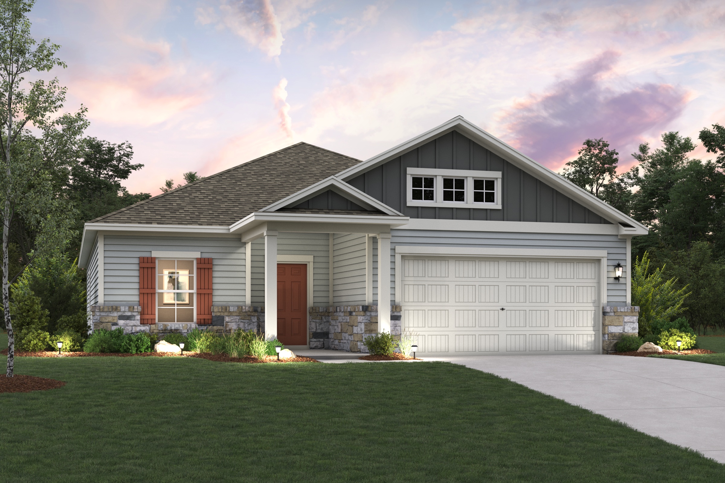 A house with a garage.