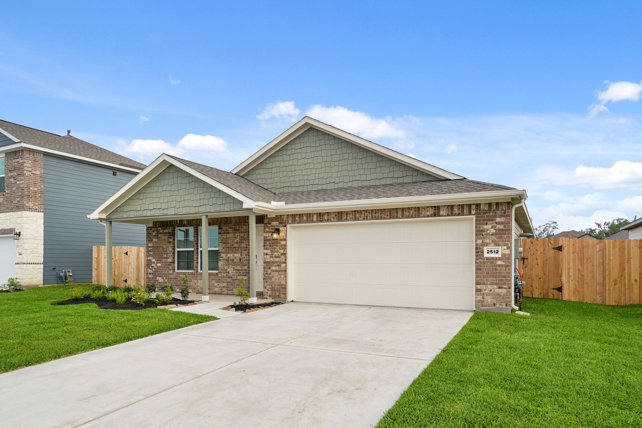 A house with a garage.