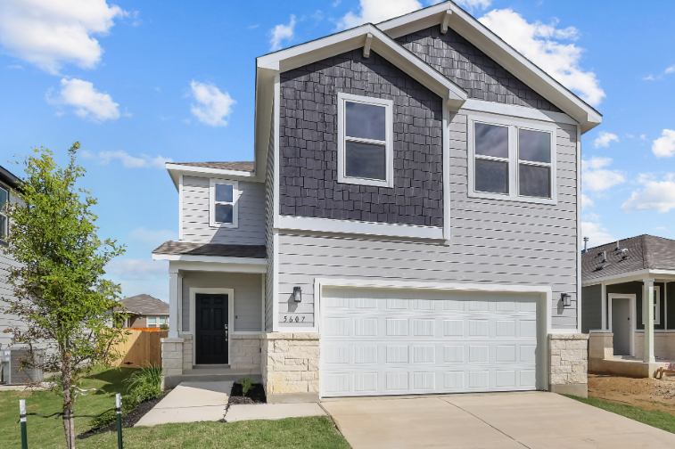 A house with a garage.