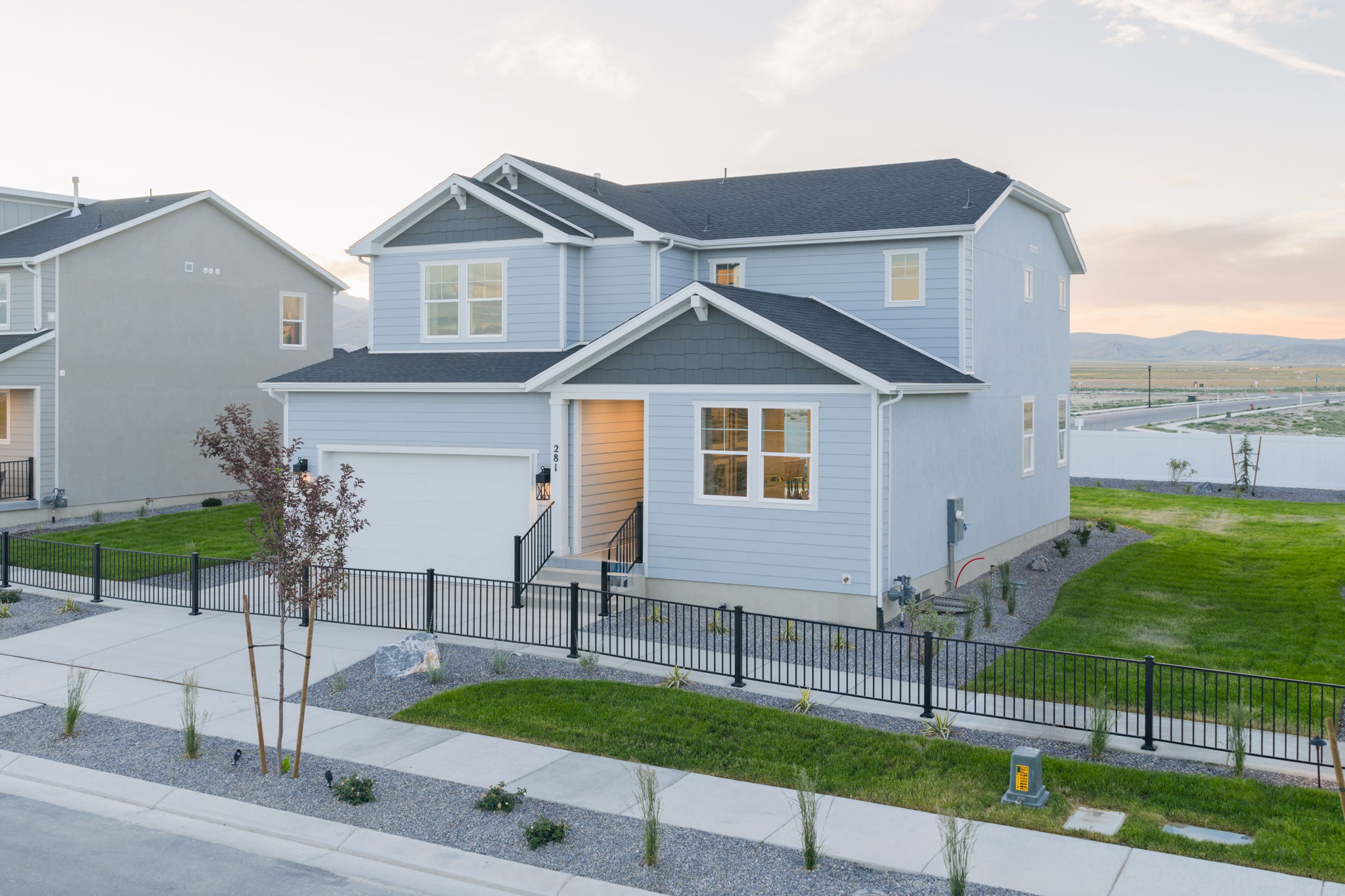 A house with a fence around it.