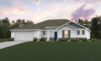 A house with a green lawn.