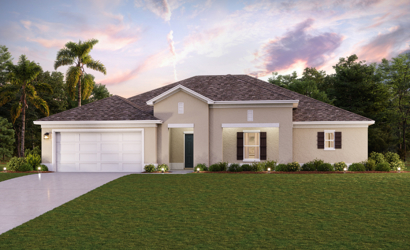 A house with a large lawn.