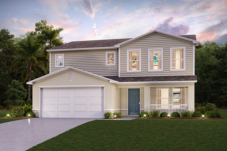 A house with a garage.