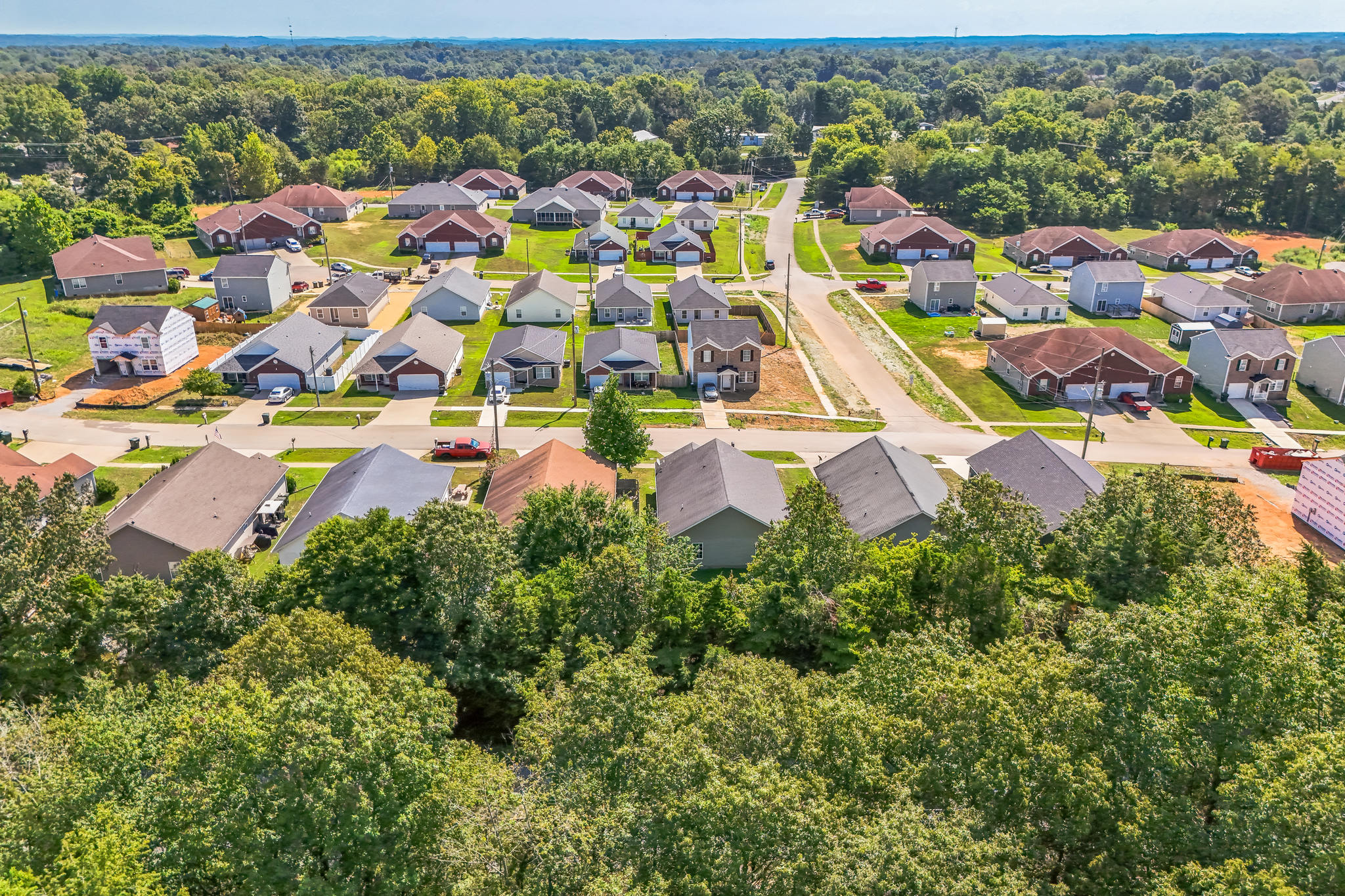 A group of houses in a neighborhood.